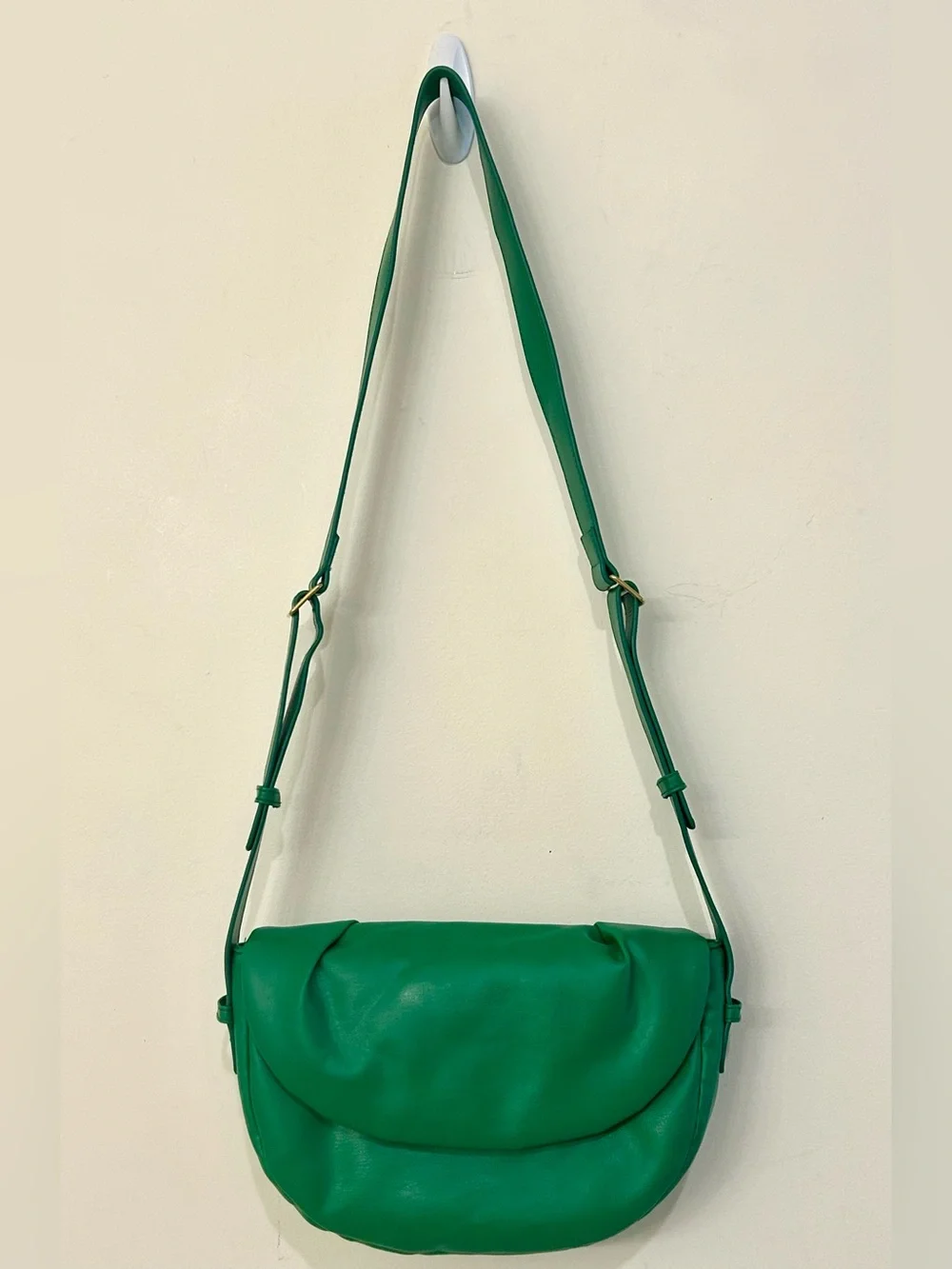 Free People Green Coney Vegan Crossbody, Soft Padded Crescent-Shaped Bag